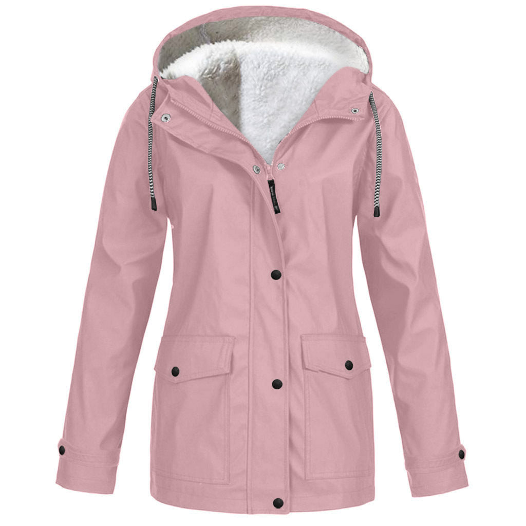 Fleece-Lined Hooded Zippered Jacket in 12 Colors S-5XL