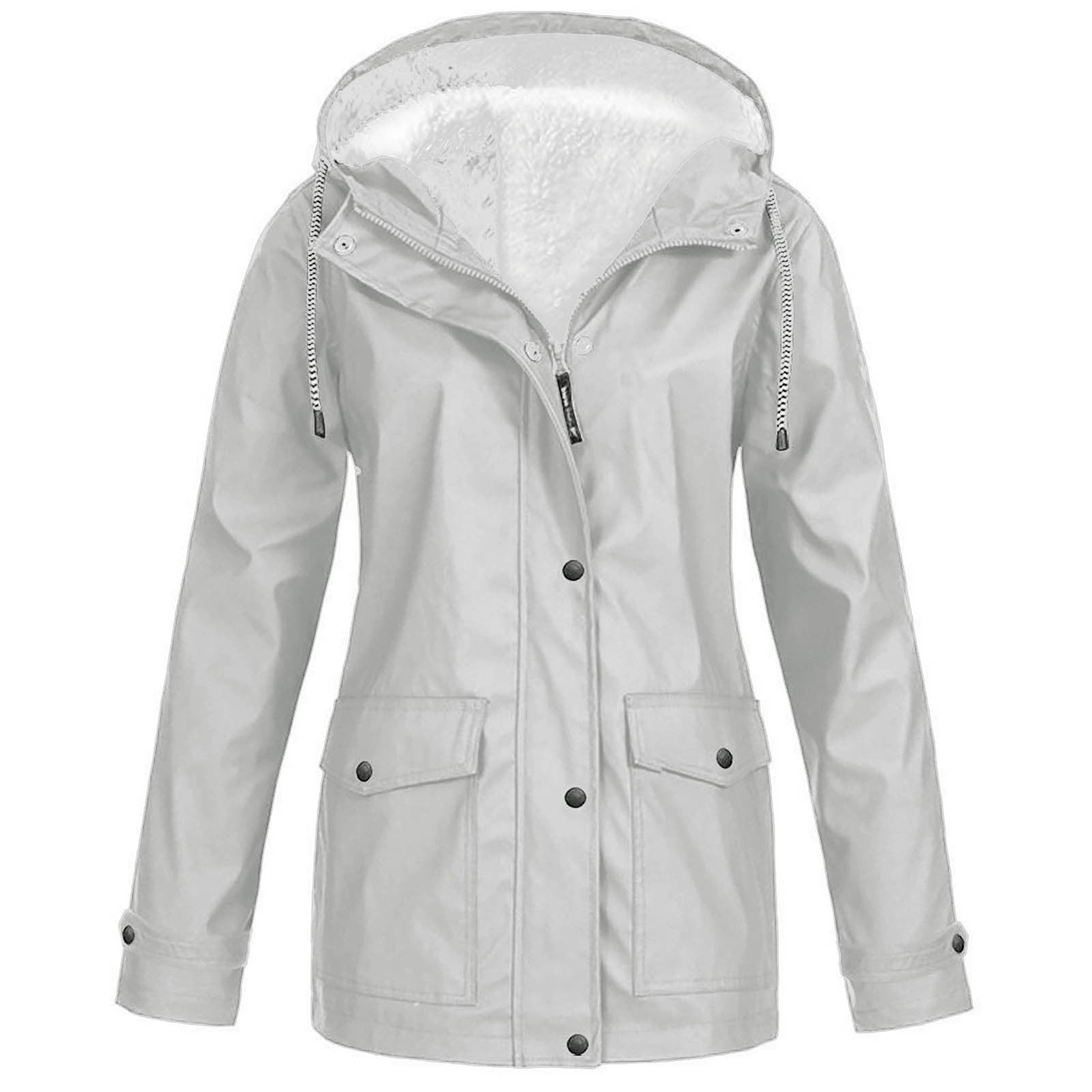 Fleece-Lined Hooded Zippered Jacket in 12 Colors S-5XL