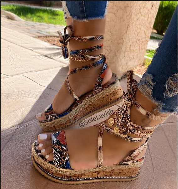 Printed Wrap Roman Sandals in 6 Colors