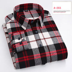 Men's Long Sleeve Plaid Brushed Shirt in 8 Colors M-4XL