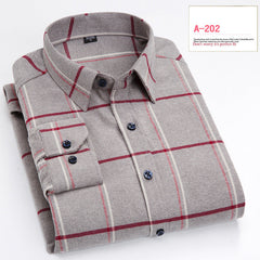 Men's Long Sleeve Plaid Brushed Shirt in 8 Colors M-4XL
