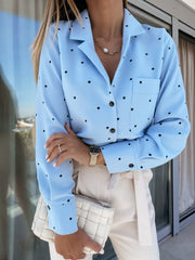Polka Dot Long Sleeve Pocket Shirt in 2 Colors S-2XL