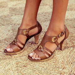 Low Closed Heel Sandals with Buckle