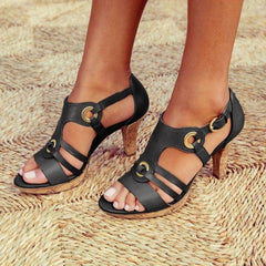 Low Closed Heel Sandals with Buckle