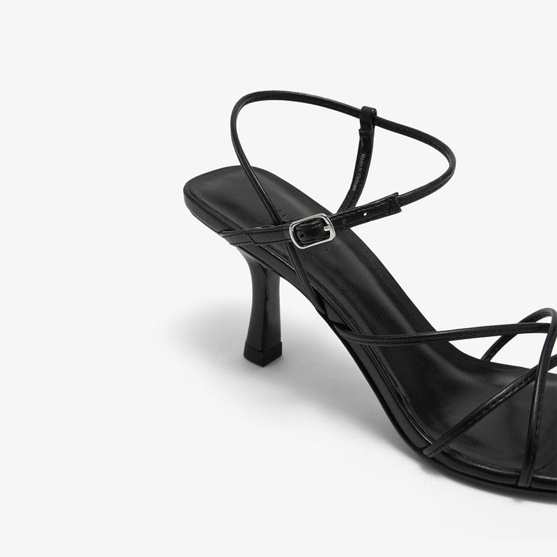 Short Stiletto Heel Strap Sandals in 2 Colors