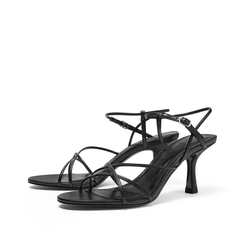 Short Stiletto Heel Strap Sandals in 2 Colors