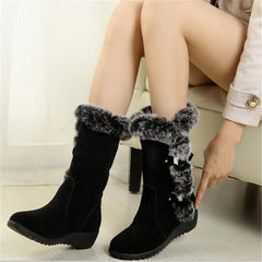 Suede Low Heel Plush Boots in 2 Colors