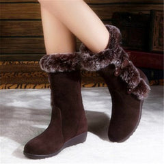 Suede Low Heel Plush Boots in 2 Colors