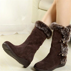 Suede Low Heel Plush Boots in 2 Colors