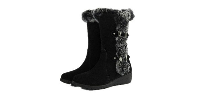 Suede Low Heel Plush Boots in 2 Colors