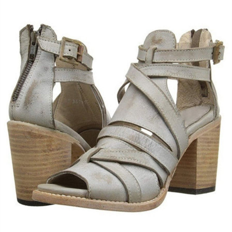 Thick Heel Strappy Sandals in 4 Colors