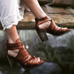 Thick Heel Strappy Sandals in 4 Colors