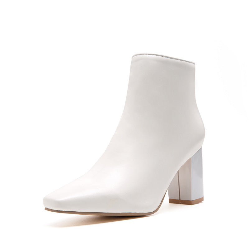 High Heel Boots with Square Toe in 2 Colors