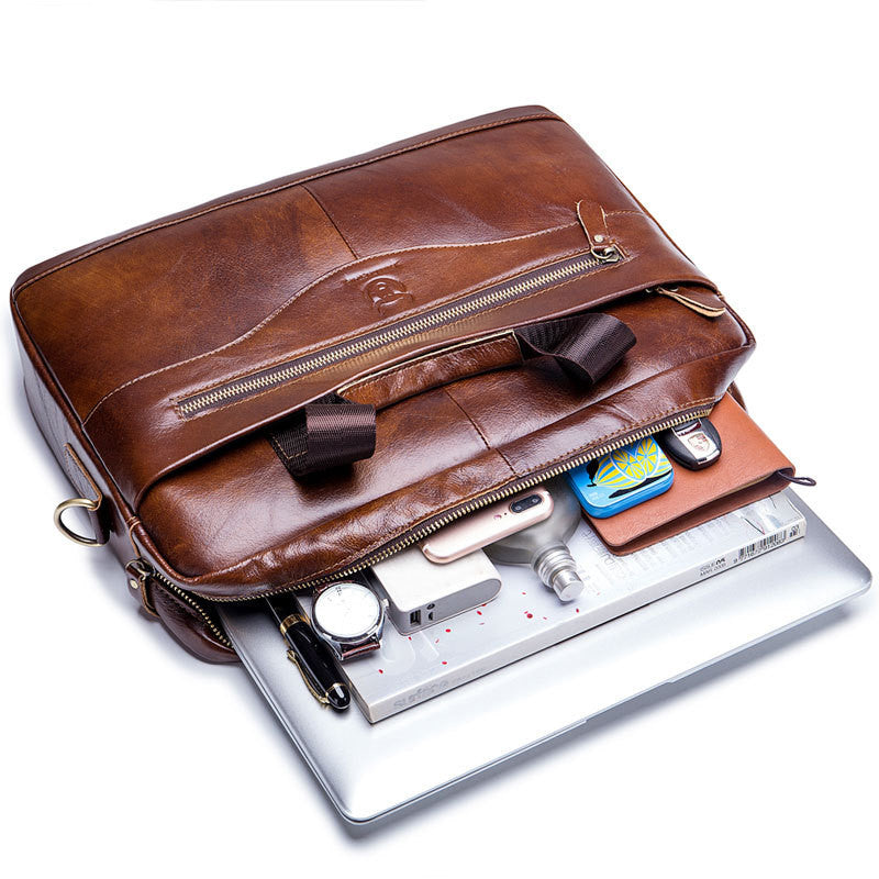 Sac bandoulière en cuir pour ordinateur portable pour homme, 2 couleurs