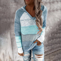 Gestreifter Langarm-Kapuzenpullover in 11 Farben S-5XL