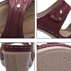 Thick Heel Leather Sandals in 3 Colors