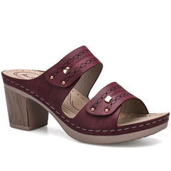 Thick Heel Leather Sandals in 3 Colors