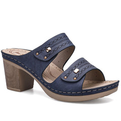 Thick Heel Leather Sandals in 3 Colors