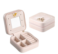 Portable Jewelry Box with Mirror in 4 Colors