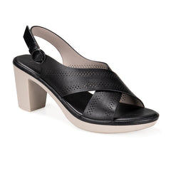 High Heel Sandaletten mit Fesselriemchen und breitem Absatz in 3 Farben