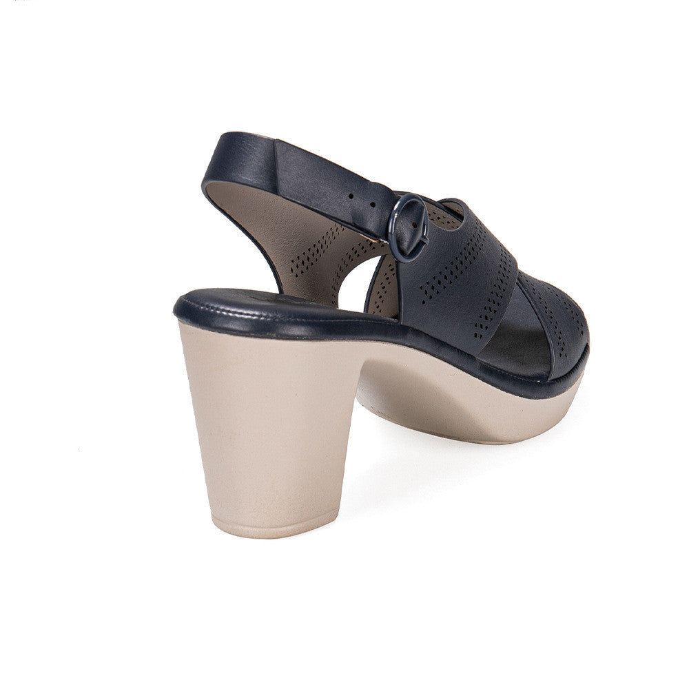 High Heel Sandaletten mit Fesselriemchen und breitem Absatz in 3 Farben