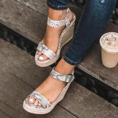 Keilabsatz-Sandalen mit Fesselriemchen in 3 Farben