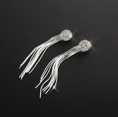 Long Tassel Crystal Earrings