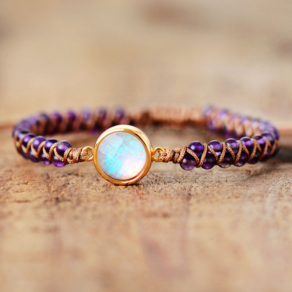Bracelet bohème tressé en pierre et opale en 6 couleurs
