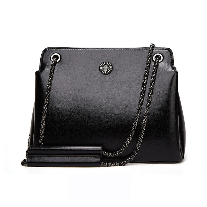 Leather Messenger Bag with Chain Strap in 4 Colors
