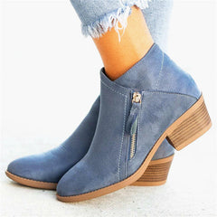 Ankle Boots with Short Thick Heel and Pointed Toe