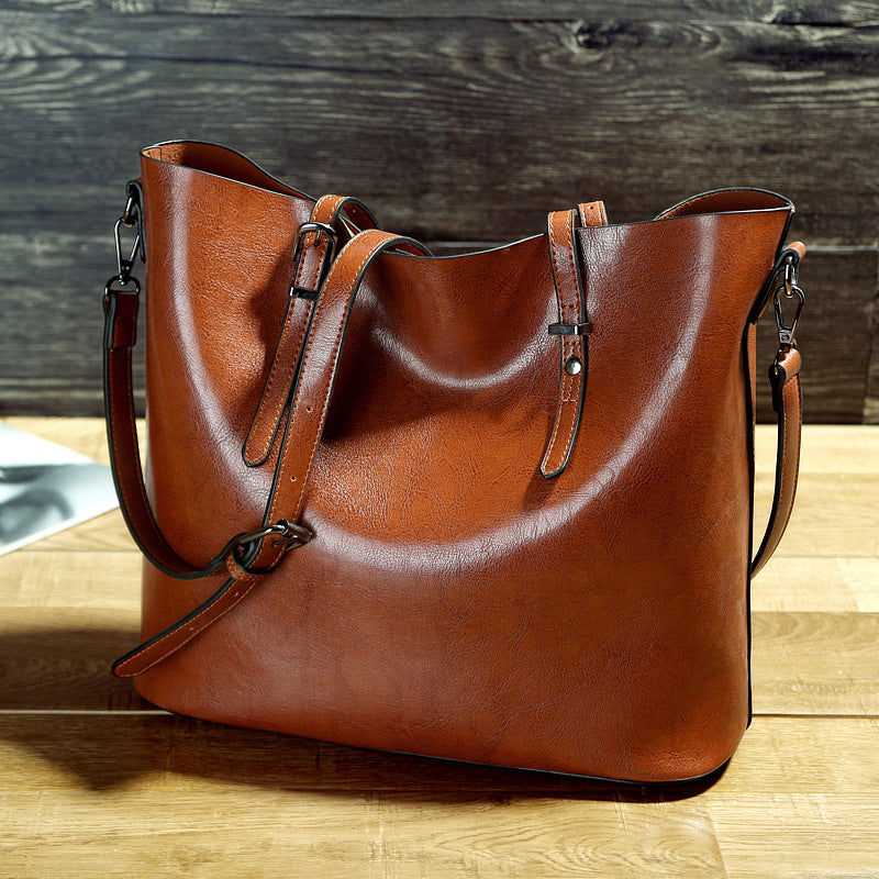 Oil Wax Leather Shoulder Messenger Tote Bag in 5 Colors