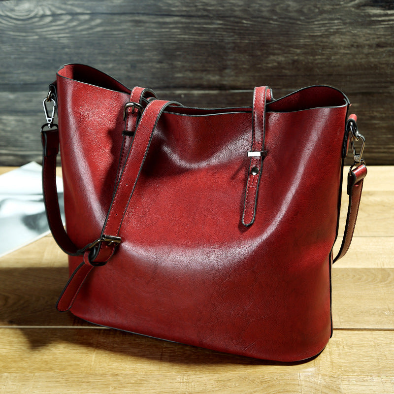Oil Wax Leather Shoulder Messenger Tote Bag in 5 Colors