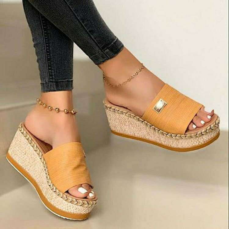 Wedge Heel Sandals with Wide Strap
