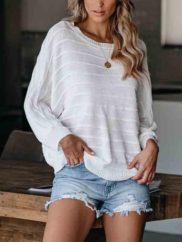 Pullover Crew Neck Knit Sweater in 5 Colors S-XL