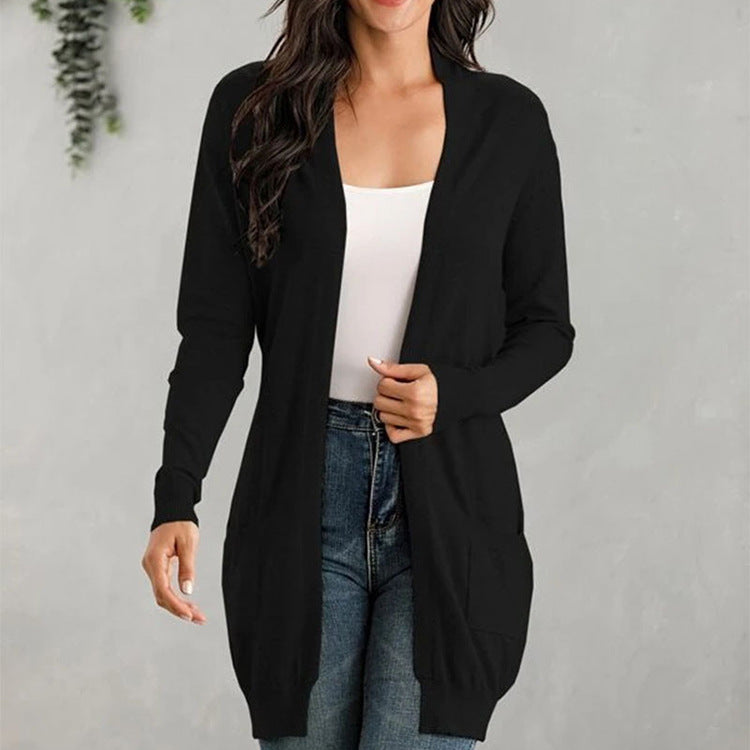 Long Sleeve Knit Cardigan with Pockets in 5 Colors S-XL