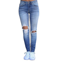 Jean slim à pompons déchirés S-3XL