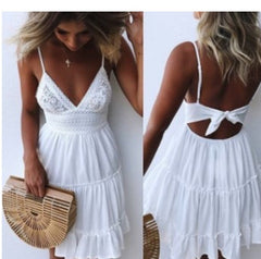 V-Neck Backless Summer Dress with Spaghetti Straps in 6 Colors S-XL