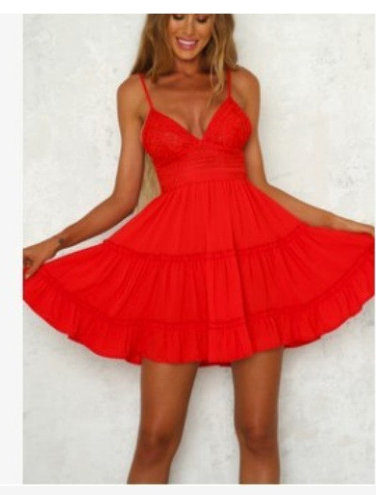 V-Neck Backless Summer Dress with Spaghetti Straps in 6 Colors S-XL