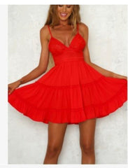 V-Neck Backless Summer Dress with Spaghetti Straps in 6 Colors S-XL