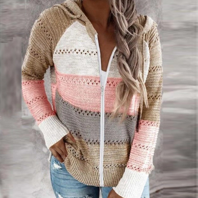 Gestreifter Langarm-Kapuzenpullover in 11 Farben S-5XL