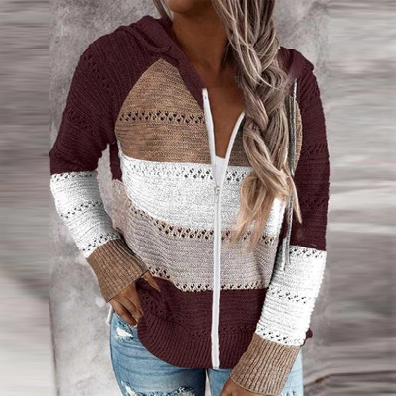 Gestreifter Langarm-Kapuzenpullover in 11 Farben S-5XL