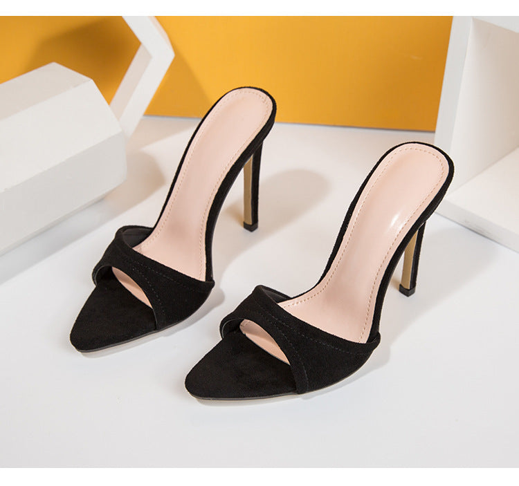 Elegant Solid Colour Stilettos with Open Pointed Toe