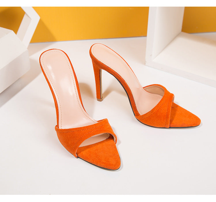 Elegant Solid Colour Stilettos with Open Pointed Toe
