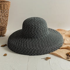 Round Top Straw Beach Hat with Large Rim in 2 Colors