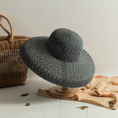 Round Top Straw Beach Hat with Large Rim in 2 Colors