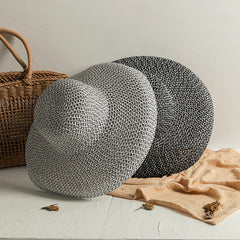 Round Top Straw Beach Hat with Large Rim in 2 Colors