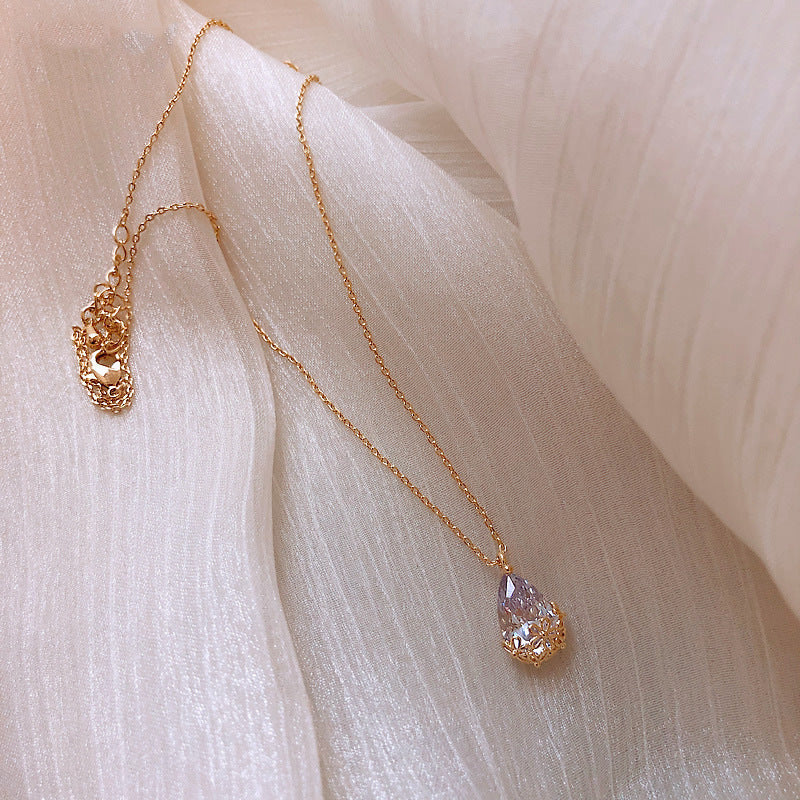 Necklace with Crystal Water Drop Pendant