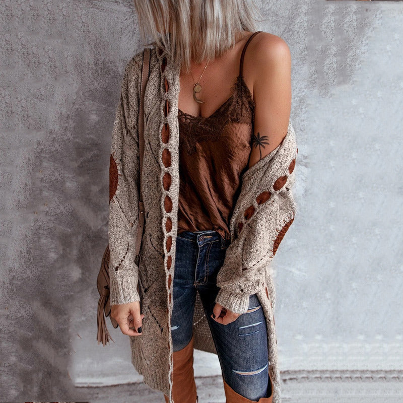 Knee-Length Hooded Cardigan