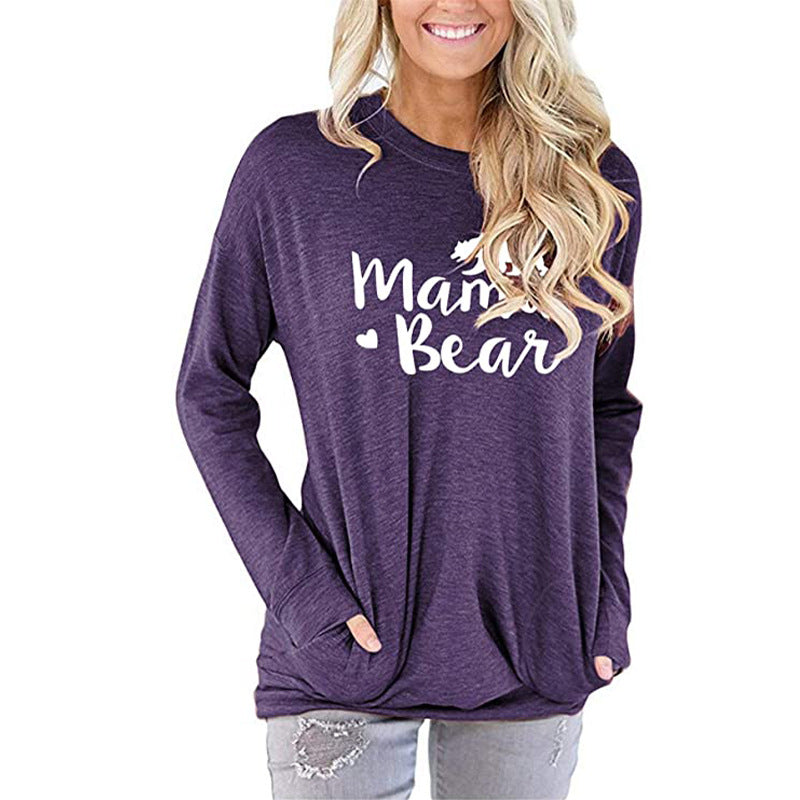 Langärmliges Mama Bear Top mit Taschen in 10 Farben S-XXL