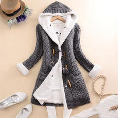 Plush Hooded Knit Cardigan Coat with Buttons and Pockets in 6 Colors S-5XL